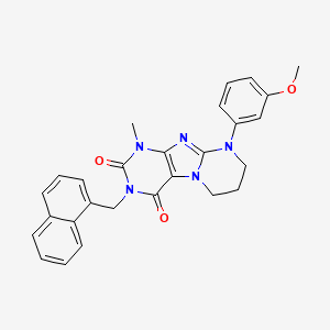 molecular formula C27H25N5O3 B2794849 9-(3-methoxyphenyl)-1-methyl-3-(naphthalen-1-ylmethyl)-7,8-dihydro-6H-purino[7,8-a]pyrimidine-2,4-dione CAS No. 845991-82-4