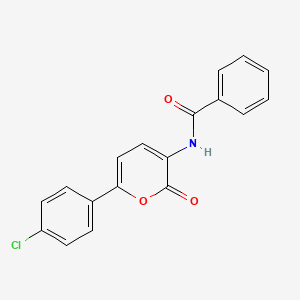 molecular formula C18H12ClNO3 B2794857 N-[6-(4-chlorophenyl)-2-oxo-2H-pyran-3-yl]benzenecarboxamide CAS No. 338747-81-2