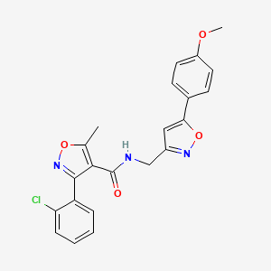 molecular formula C22H18ClN3O4 B2794858 3-(2-氯苯基)-N-((5-(4-甲氧基苯基)异噁唑-3-基)甲基)-5-甲基异噁唑-4-羧酰胺 CAS No. 953015-44-6