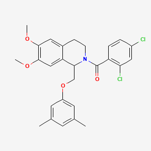 molecular formula C27H27Cl2NO4 B2794861 (2,4-dichlorophenyl)(1-((3,5-dimethylphenoxy)methyl)-6,7-dimethoxy-3,4-dihydroisoquinolin-2(1H)-yl)methanone CAS No. 681153-83-3