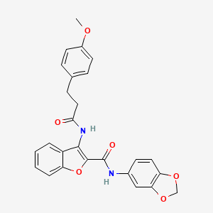 molecular formula C26H22N2O6 B2794888 N-(2H-1,3-benzodioxol-5-yl)-3-[3-(4-methoxyphenyl)propanamido]-1-benzofuran-2-carboxamide CAS No. 888464-72-0