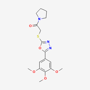 molecular formula C17H21N3O5S B2794889 1-(pyrrolidin-1-yl)-2-{[5-(3,4,5-trimethoxyphenyl)-1,3,4-oxadiazol-2-yl]sulfanyl}ethan-1-one CAS No. 851129-30-1