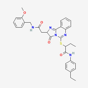 molecular formula C32H33N5O4S B2794936 N-(4-ethylphenyl)-2-((2-(2-((2-methoxybenzyl)amino)-2-oxoethyl)-3-oxo-2,3-dihydroimidazo[1,2-c]quinazolin-5-yl)thio)butanamide CAS No. 1173749-76-2
