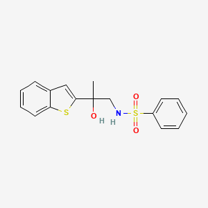 molecular formula C17H17NO3S2 B2794956 N-[2-(1-benzothiophen-2-yl)-2-hydroxypropyl]benzenesulfonamide CAS No. 2034472-67-6