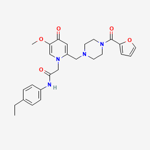 molecular formula C26H30N4O5 B2794968 N-(4-ethylphenyl)-2-(2-((4-(furan-2-carbonyl)piperazin-1-yl)methyl)-5-methoxy-4-oxopyridin-1(4H)-yl)acetamide CAS No. 921478-11-7