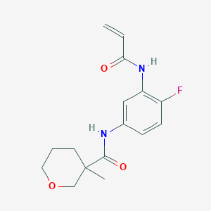 molecular formula C16H19FN2O3 B2794999 N-[4-Fluoro-3-(prop-2-enoylamino)phenyl]-3-methyloxane-3-carboxamide CAS No. 2198954-99-1