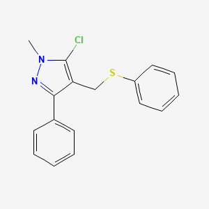 molecular formula C17H15ClN2S B2795060 5-chloro-1-methyl-3-phenyl-4-[(phenylsulfanyl)methyl]-1H-pyrazole CAS No. 318234-09-2