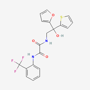 molecular formula C19H15F3N2O4S B2795071 N-[2-(furan-2-yl)-2-hydroxy-2-(thiophen-2-yl)ethyl]-N'-[2-(trifluoromethyl)phenyl]ethanediamide CAS No. 1903688-82-3