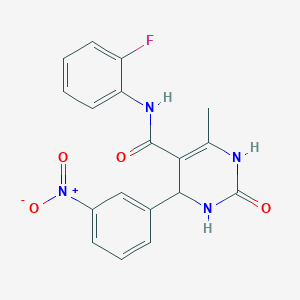 molecular formula C18H15FN4O4 B2795097 N-(2-fluorophenyl)-6-methyl-4-(3-nitrophenyl)-2-oxo-1,2,3,4-tetrahydropyrimidine-5-carboxamide CAS No. 694475-79-1