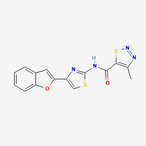 molecular formula C15H10N4O2S2 B2795119 N-(4-(benzofuran-2-yl)thiazol-2-yl)-4-methyl-1,2,3-thiadiazole-5-carboxamide CAS No. 1171163-69-1