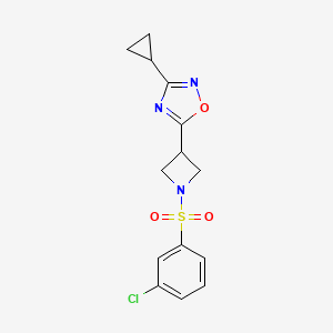 molecular formula C14H14ClN3O3S B2795151 5-(1-((3-Chlorophenyl)sulfonyl)azetidin-3-yl)-3-cyclopropyl-1,2,4-oxadiazole CAS No. 1351607-04-9