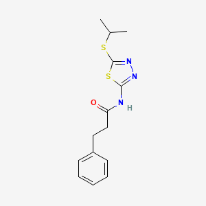 molecular formula C14H17N3OS2 B2795157 N-(5-(isopropylthio)-1,3,4-thiadiazol-2-yl)-3-phenylpropanamide CAS No. 477212-35-4