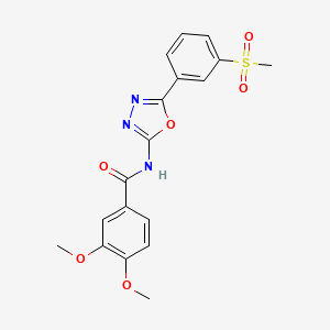 molecular formula C18H17N3O6S B2795168 N-[5-(3-methanesulfonylphenyl)-1,3,4-oxadiazol-2-yl]-3,4-dimethoxybenzamide CAS No. 886928-89-8