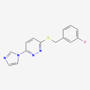 molecular formula C14H11FN4S B2795183 3-((3-fluorobenzyl)thio)-6-(1H-imidazol-1-yl)pyridazine CAS No. 1334372-13-2
