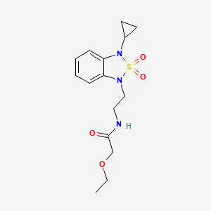molecular formula C15H21N3O4S B2795220 N-[2-(3-cyclopropyl-2,2-dioxo-1,3-dihydro-2lambda6,1,3-benzothiadiazol-1-yl)ethyl]-2-ethoxyacetamide CAS No. 2097896-83-6