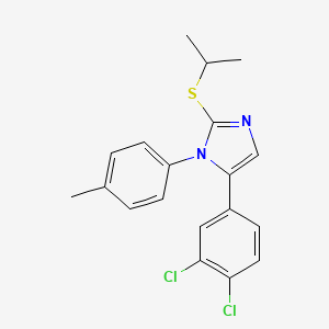 molecular formula C19H18Cl2N2S B2795223 5-(3,4-dichlorophenyl)-2-(isopropylthio)-1-(p-tolyl)-1H-imidazole CAS No. 1207012-33-6