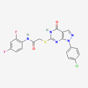 molecular formula C19H12ClF2N5O2S B2795229 2-((1-(4-chlorophenyl)-4-oxo-4,5-dihydro-1H-pyrazolo[3,4-d]pyrimidin-6-yl)thio)-N-(2,4-difluorophenyl)acetamide CAS No. 946365-90-8