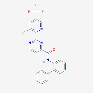 molecular formula C23H14ClF3N4O B2795244 N-[1,1'-biphenyl]-2-yl-2-[3-chloro-5-(trifluoromethyl)-2-pyridinyl]-4-pyrimidinecarboxamide CAS No. 2058451-68-4