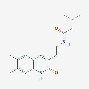 molecular formula C18H24N2O2 B2795246 N-[2-(6,7-dimethyl-2-oxo-1,2-dihydroquinolin-3-yl)ethyl]-3-methylbutanamide CAS No. 851096-35-0