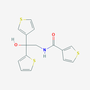 molecular formula C15H13NO2S3 B2795275 N-(2-hydroxy-2-(thiophen-2-yl)-2-(thiophen-3-yl)ethyl)thiophene-3-carboxamide CAS No. 2034235-91-9