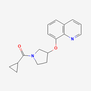 molecular formula C17H18N2O2 B2795298 8-[(1-cyclopropanecarbonylpyrrolidin-3-yl)oxy]quinoline CAS No. 1903171-24-3