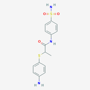 molecular formula C15H17N3O3S2 B2795324 2-[(4-Aminophenyl)thio]-N-[4-(aminosulfonyl)-phenyl]propanamide CAS No. 913241-96-0