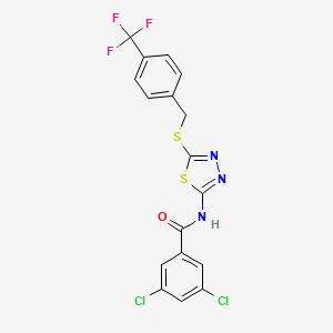 3,5-dichloro-N-[5-[[4-(trifluoromethyl)phenyl]methylsulfanyl]-1,3,4-thiadiazol-2-yl]benzamide