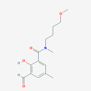 molecular formula C15H21NO4 B2795341 3-Formyl-2-hydroxy-N-(4-methoxybutyl)-N,5-dimethylbenzamide CAS No. 2391031-78-8