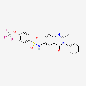 molecular formula C22H16F3N3O4S B2795349 N-(2-methyl-4-oxo-3-phenyl-3,4-dihydroquinazolin-6-yl)-4-(trifluoromethoxy)benzenesulfonamide CAS No. 1105207-83-7