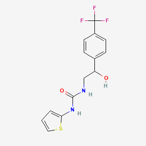 molecular formula C14H13F3N2O2S B2795355 1-(2-Hydroxy-2-(4-(trifluoromethyl)phenyl)ethyl)-3-(thiophen-2-yl)urea CAS No. 1351601-71-2