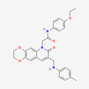 molecular formula C29H29N3O5 B2795357 N-(4-ethoxyphenyl)-2-(8-{[(4-methylphenyl)amino]methyl}-7-oxo-2H,3H,6H,7H-[1,4]dioxino[2,3-g]quinolin-6-yl)acetamide CAS No. 894554-92-8