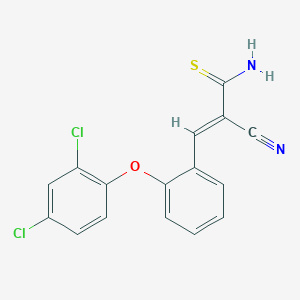 (E)-2-cyano-3-[2-(2,4-dichlorophenoxy)phenyl]-2-propenethioamide