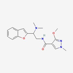 molecular formula C18H22N4O3 B2795389 N-(2-(benzofuran-2-yl)-2-(dimethylamino)ethyl)-3-methoxy-1-methyl-1H-pyrazole-4-carboxamide CAS No. 2034310-96-6