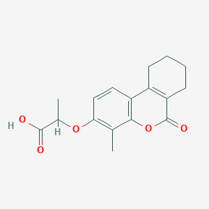 molecular formula C17H18O5 B2795392 2-[(4-methyl-6-oxo-7,8,9,10-tetrahydro-6H-benzo[c]chromen-3-yl)oxy]propanoic acid CAS No. 304896-80-8