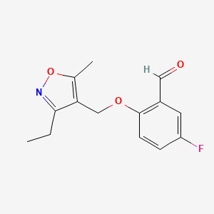 2-[(3-Ethyl-5-methyl-1,2-oxazol-4-yl)methoxy]-5-fluorobenzaldehyde