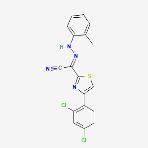 (2E)-4-(2,4-dichlorophenyl)-N-(2-methylanilino)-1,3-thiazole-2-carboximidoyl cyanide