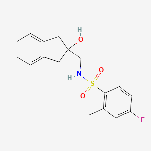4-fluoro-N-((2-hydroxy-2,3-dihydro-1H-inden-2-yl)methyl)-2-methylbenzenesulfonamide