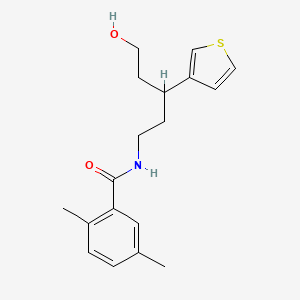 molecular formula C18H23NO2S B2795412 N-(5-hydroxy-3-(thiophen-3-yl)pentyl)-2,5-dimethylbenzamide CAS No. 2034328-99-7