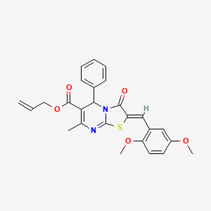 molecular formula C26H24N2O5S B2795419 (Z)-allyl 2-(2,5-dimethoxybenzylidene)-7-methyl-3-oxo-5-phenyl-3,5-dihydro-2H-thiazolo[3,2-a]pyrimidine-6-carboxylate CAS No. 537685-40-8