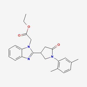 ethyl {2-[1-(2,5-dimethylphenyl)-5-oxopyrrolidin-3-yl]-1H-benzimidazol-1-yl}acetate