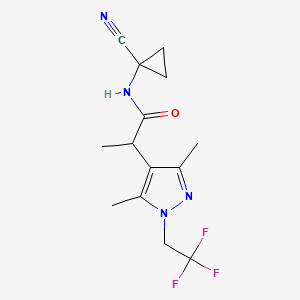 molecular formula C14H17F3N4O B2795432 N-(1-Cyanocyclopropyl)-2-[3,5-dimethyl-1-(2,2,2-trifluoroethyl)pyrazol-4-YL]propanamide CAS No. 1607255-33-3