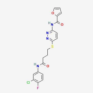 N-(6-((4-((3-chloro-4-fluorophenyl)amino)-4-oxobutyl)thio)pyridazin-3-yl)furan-2-carboxamide