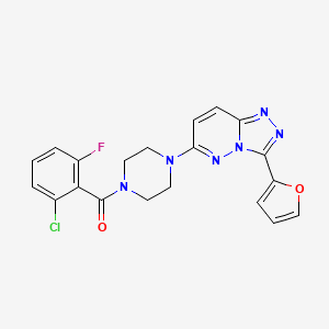 molecular formula C20H16ClFN6O2 B2795440 (2-Chloro-6-fluorophenyl)(4-(3-(furan-2-yl)-[1,2,4]triazolo[4,3-b]pyridazin-6-yl)piperazin-1-yl)methanone CAS No. 1105249-62-4