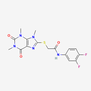 molecular formula C16H15F2N5O3S B2795447 N-(3,4-difluorophenyl)-2-[(1,3,9-trimethyl-2,6-dioxo-2,3,6,9-tetrahydro-1H-purin-8-yl)sulfanyl]acetamide CAS No. 897454-21-6