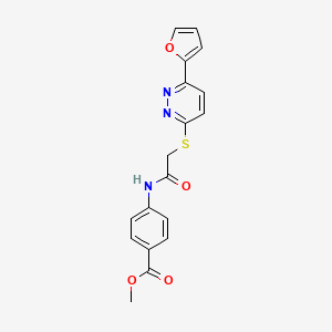 molecular formula C18H15N3O4S B2795453 Methyl 4-(2-((6-(furan-2-yl)pyridazin-3-yl)thio)acetamido)benzoate CAS No. 872703-87-2