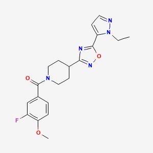 (4-(5-(1-ethyl-1H-pyrazol-5-yl)-1,2,4-oxadiazol-3-yl)piperidin-1-yl)(3-fluoro-4-methoxyphenyl)methanone