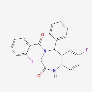 molecular formula C22H16FIN2O2 B2795459 7-fluoro-4-(2-iodobenzoyl)-5-phenyl-2,3,4,5-tetrahydro-1H-1,4-benzodiazepin-2-one CAS No. 533887-90-0