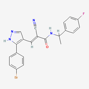 (E)-3-[5-(4-Bromophenyl)-1H-pyrazol-4-yl]-2-cyano-N-[1-(4-fluorophenyl)ethyl]prop-2-enamide