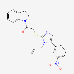 molecular formula C22H20N4O3S B2795479 2-((1-allyl-5-(3-nitrophenyl)-1H-imidazol-2-yl)thio)-1-(indolin-1-yl)ethanone CAS No. 1234947-58-0