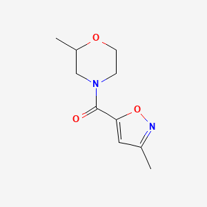 molecular formula C10H14N2O3 B2795480 2-Methyl-4-(3-methyl-1,2-oxazole-5-carbonyl)morpholine CAS No. 1211798-60-5